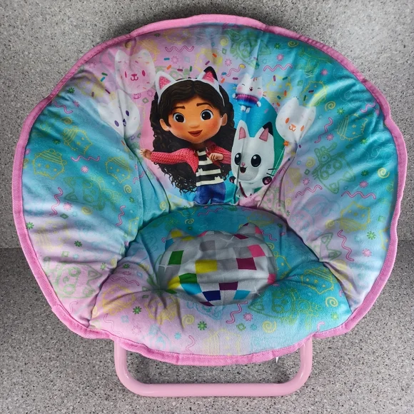 RARE Saucer Chair Foldable 19" Toddler Gabby's Dollhouse Comfy Seat Chair - Picture 2 of 9